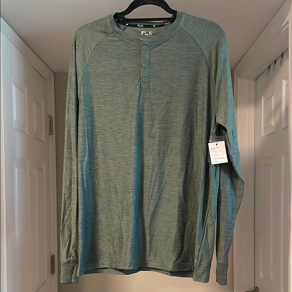Men's Moisture Wicking Henley Long Sleeve Shirt